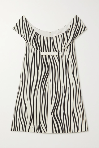 유럽직배송 발렌티노 미니원피스 VALENTINO Bow-detailed zebra-print wool-blend crepe mini dress 42247633208866452