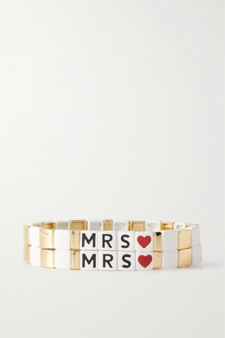 유럽직배송 록산느애슐린 팔찌 ROXANNE ASSOULIN Mr &amp; Mrs set of two enamel and gold-tone bracelets 46376663162563432