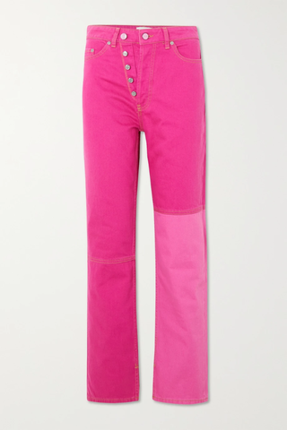 유럽직배송 가니 GANNI Two-tone high-rise straight-leg organic jeans 46376663162537987