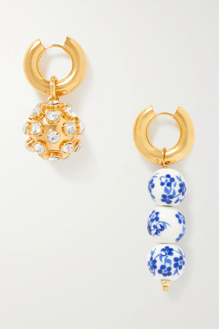 유럽직배송 타임리스펄리 귀걸이 TIMELESS PEARLY Gold-plated, ceramic and crystal hoop earrings 1647597282948455