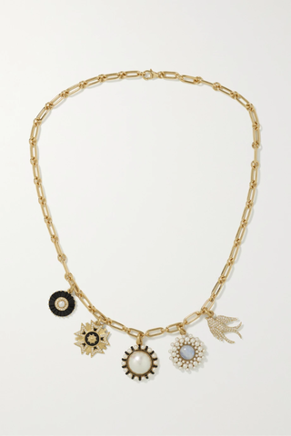 유럽직배송 STORROW 14-karat gold, enamel and multi-stone necklace 27086482323909293