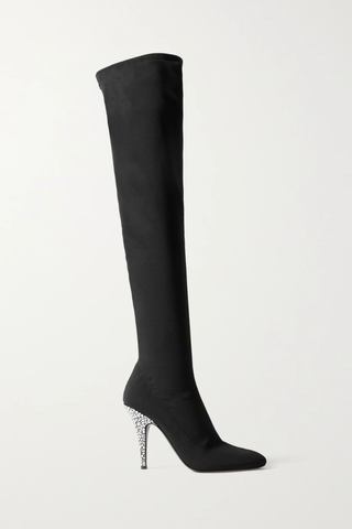 유럽직배송 쥬세페자노티 롱부츠 GIUSEPPE ZANOTTI Calixtee Cuissarde crystal-embellished leather-trimmed mesh thigh boots 1647597277770007