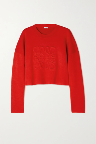 유럽직배송 로에베 스웨터 LOEWE Cropped embroidered wool-blend sweater 1647597276095593