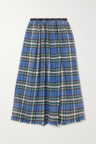 유럽직배송 알13 스커트 R13 Wrap-effect distressed checked cotton-flannel midi skirt 42247633208266170