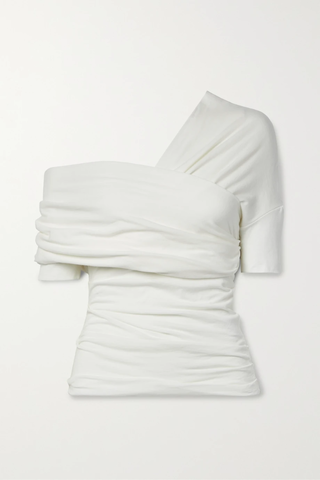 유럽직배송 INTERIOR The Amalia one-shoulder draped cotton-jersey top 43769801098119595