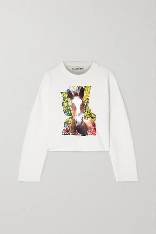 유럽직배송 아크네스튜디오 스웻셔츠 ACNE STUDIOS Printed satin-appliquéd cotton-jersey sweatshirt 1647597285300550