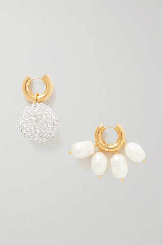 유럽직배송 타임리스펄리 귀걸이 TIMELESS PEARLY Gold-plated pearl and crystal hoop earrings 1647597278866601