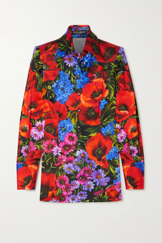 유럽직배송 돌체앤가바나 셔츠 DOLCE &amp; GABBANA Floral-print satin shirt 43769801095472100