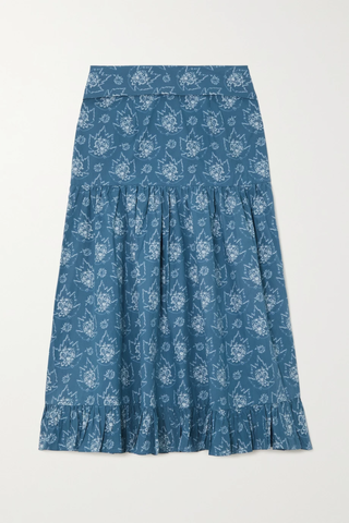 유럽직배송 바체바 스커트 BATSHEVA Natasha tiered floral-print cotton-poplin midi skirt 1647597281922703