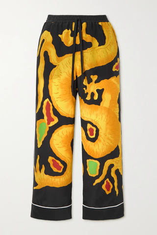 유럽직배송 발렌티노 팬츠 VALENTINO Dragon cropped printed silk crepe de chine straight-leg pants 42247633208854843