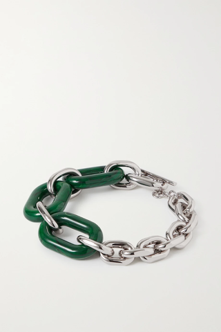 유럽직배송 파코라반 목걸이 PACO RABANNE XL Link silver-tone and leather necklace 43769801097641642