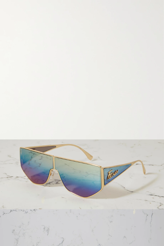 유럽직배송 펜디 선글라스 FENDI Disco D-frame gold-tone mirrored sunglasses 43769801096424527