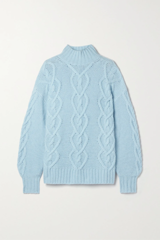 유럽직배송 러브샤크팬시 스웨터 LOVESHACKFANCY Cable-knit wool and cashmere-blend turtleneck sweater 45666037505076434