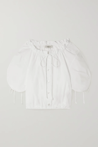 유럽직배송 토리버치 블라우스 TORY BURCH Pleated cotton-poplin blouse 1647597285073494