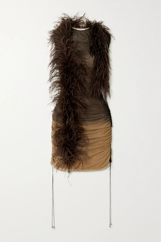 유럽직배송 16알링턴 미니원피스 16ARLINGTON Antares feather-trimmed bead-embellished stretch-tulle mini dress 1647597284412272