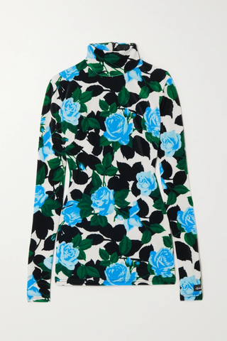 유럽직배송 리차드퀸 RICHARD QUINN Floral-print stretch-velvet turtleneck top 1647597282480899