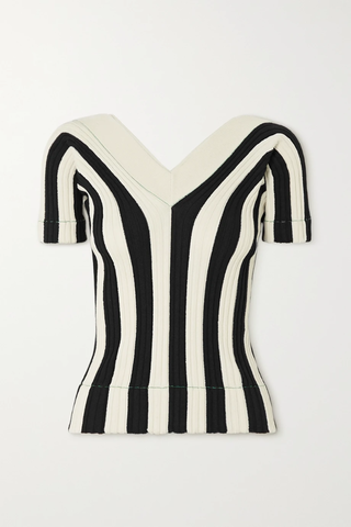 유럽직배송 보테가베네타 BOTTEGA VENETA Ribbed striped linen-blend top 1647597286570700