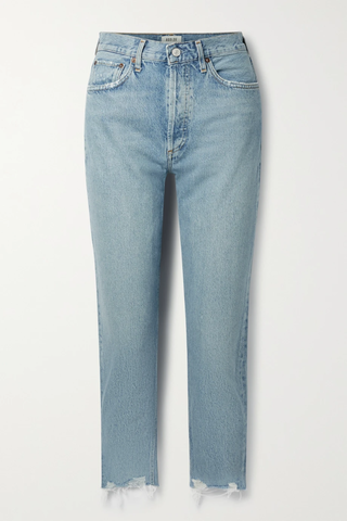 유럽직배송 에이골디 청바지 AGOLDE Riley distressed cropped high-rise straight-leg organic jeans 1647597284497068