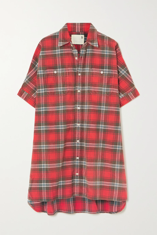 유럽직배송 알13 R13 Oversized checked cotton-flannel shirt dress 42247633208266173