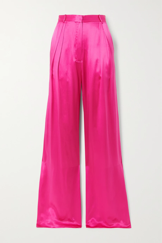 유럽직배송 MICHAEL LO SORDO Pleated silk-satin wide-leg pants 25185454456029513
