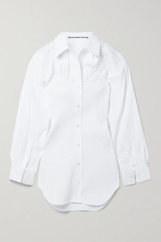 유럽직배송 알렉산더왕 미니 셔츠원피스 ALEXANDER WANG Shirred cotton-poplin mini shirt dress 46376663162443332