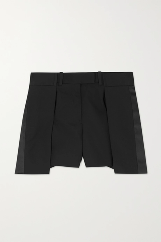유럽직배송 사카이 SACAI Pleated satin-trimmed wool-blend shorts 42247633209245560