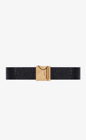 유럽직배송 입생로랑 여성벨트 SAINT LAURENT chaine et baton buckle belt in crocodile-embossed leather 7100911ZQ5W1000