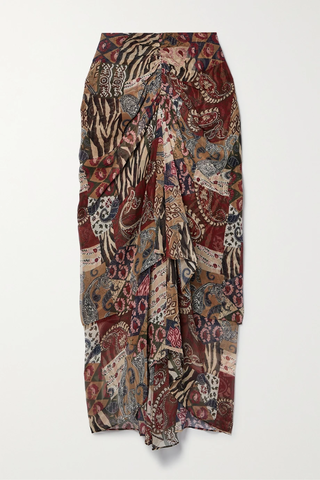 유럽직배송 베로니카비어드 스커트 VERONICA BEARD Sira draped printed silk-voile midi skirt 46376663162632184