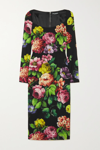유럽직배송 돌체앤가바나 원피스 DOLCE &amp; GABBANA Floral-print stretch-silk crepe midi dress 43769801095472093