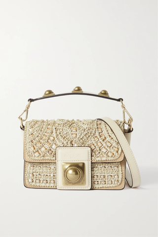 유럽직배송 에트로 숄더백 ETRO Stud-embellished raffia and leather shoulder bag 1647597276596531