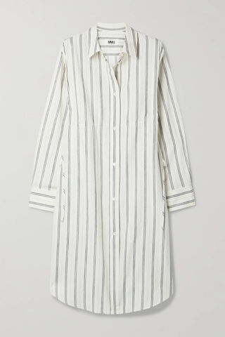 유럽직배송 메종마르지엘라 원피스 MM6 MAISON MARGIELA Cutout striped cotton and wool-blend shirt dress 1647597284242343