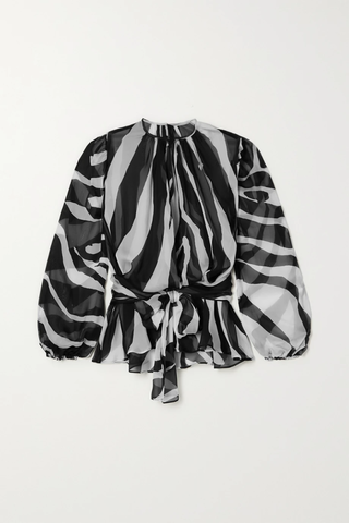 유럽직배송 돌체앤가바나 블라우스 DOLCE &amp; GABBANA Belted gathered zebra-print chiffon blouse 43769801097538300