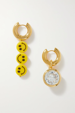 유럽직배송 타임리스펄리 귀걸이 TIMELESS PEARLY Gold-tone crystal and enamel hoop earrings 1647597278866613