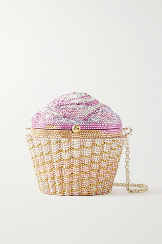 유럽직배송 주디스리버 클러치 JUDITH LEIBER COUTURE Cupcake Strawberry crystal-embellished gold-tone clutch 43769801097085558