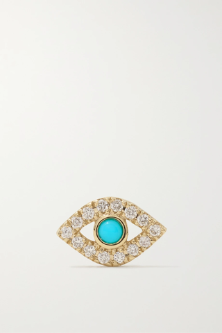 유럽직배송 시드니에반 싱글 귀걸이 SYDNEY EVAN Small Evil Eye 14-karat gold, diamond and turquoise single earring 1647597283667716
