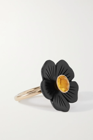 유럽직배송 SOPHIE JOANNE Flower 14-karat gold, ebony and citrine ring 43769801094897413