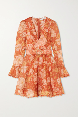 유럽직배송 짐머만 미니원피스 ZIMMERMANN Kaleidoscope belted embellished floral-print linen and silk-blend mini dress 46376663162645957
