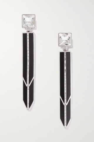 유럽직배송 생로랑 클립 귀걸이 SAINT LAURENT Silver-tone, crystal and enamel clip earrings 1647597282948607