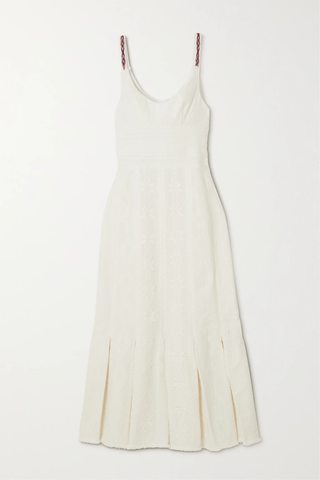 유럽직배송 RUE MARISCAL Frayed pleated embroidered cotton-voile midi dress 38063312420510459