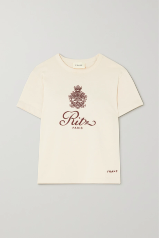 유럽직배송 프레임 티셔츠 FRAME + Ritz Paris embroidered cotton-jersey T-shirt 1647597280893370