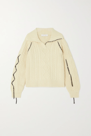 유럽직배송 나인티퍼센트 스웨터 NINETY PERCENT + NET SUSTAIN Eve whipstitched cable-knit organic cotton-blend sweater 1647597284078991
