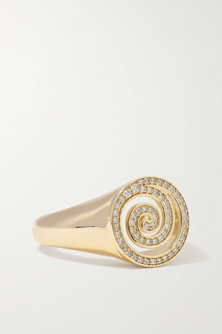 유럽직배송 시드니에반 반지 SYDNEY EVAN Spiral 14-karat gold diamond signet ring 38063312418970733