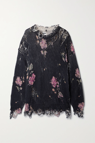 유럽직배송 알13 스웨터 R13 Oversized distressed floral-print cotton sweater 46376663162686225
