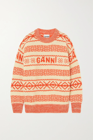 유럽직배송 가니 스웨터 GANNI Intarsia organic wool sweater 46376663162543998