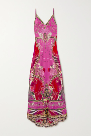 유럽직배송 카밀라 원피스 CAMILLA + Robbie Williams crystal-embellished printed silk-satin maxi dress 1647597288680559
