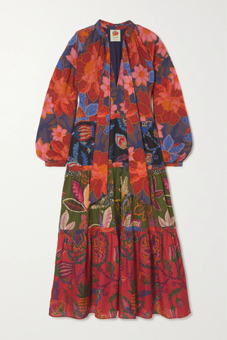 유럽직배송 팜리오 원피스 FARM RIO Tiered floral-print cotton-voile maxi dress 45666037505076440