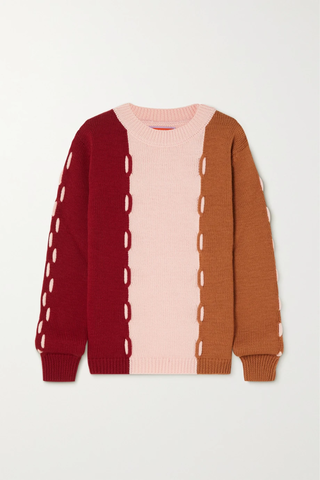 유럽직배송 라더블제이 스웨터 LA DOUBLEJ Color-block braided merino wool sweater 46376663162703513