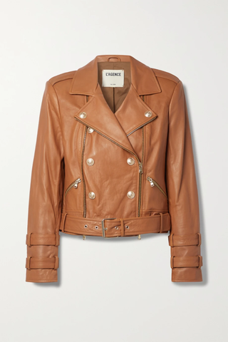 유럽직배송 라장스 자켓 L&#039;AGENCE Billie button-embellished leather biker jacket 45666037504954238