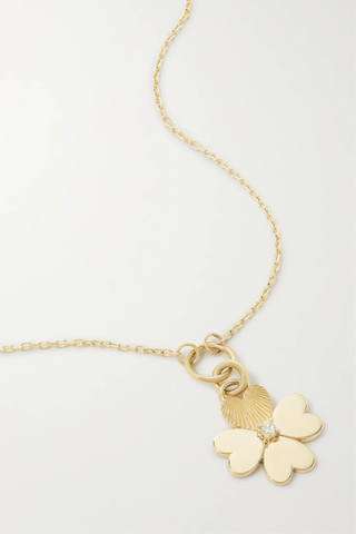 유럽직배송 파운드레 목걸이 FOUNDRAE Four Heart Clover 18-karat gold, enamel and diamond necklace 1647597291213358