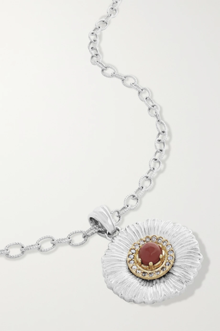 유럽직배송 부첼라티 목걸이 BUCCELLATI Blossom sterling silver and gold-plated, jasper and diamond necklace 42247633209197257